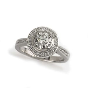 18k White Gold Round Brilliant Cut Diamond Cluster Ring 0.72cts G SI1