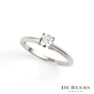 De Beers Platinum Classic Solitaire Diamond Ring 0.30ct G/VS1