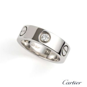 Cartier 18k White Gold Half Diamond Love Ring Size 49 B4032500