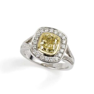 18k White Gold Fancy Yellow Diamond Ring 1.51ct FY/SI2