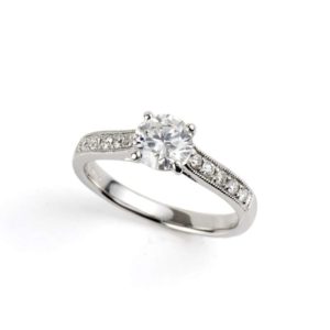 18k White Gold Round Diamond Ring 0.80ct G/SI2