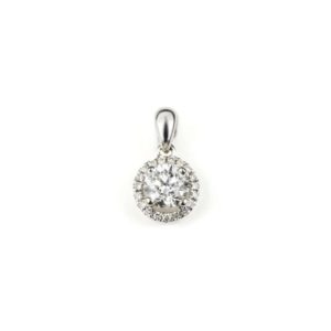 18k White Gold Diamond Halo Pendant 0.50ct F/SI1