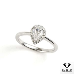 18k White Gold Pear Cut Diamond Ring 0.44ct E/VS1