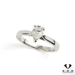 18k White Gold Pear Shape Diamond Ring 0.46ct F/VS1