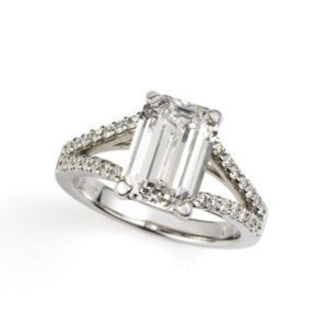 18k White Gold Emerald Cut Diamond Ring 2.85ct F/VS1