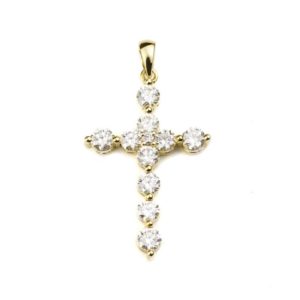 18k Yellow Gold Diamond Cross Pendant 1.40ct Total