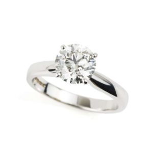 18k White Gold Round Brilliant Cut Diamond Ring 1.51ct I/SI1