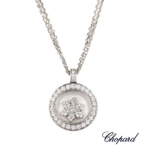 Chopard 18k White Gold Happy Diamonds Snowflake Necklace 79/5756-20