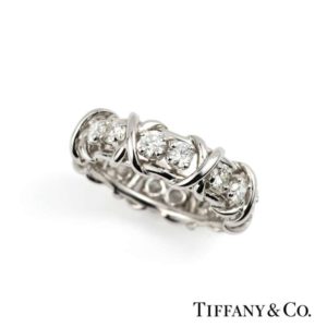 Tiffany & Co. 18k White Gold Diamond Schlumberger Ring