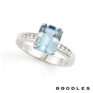 Boodles Platinum Aquamarine and Diamond Ring