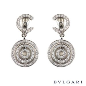 Bvlgari 18k White Gold Astrale Pave Diamond Drop Earrings