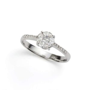 18k White Gold Diamond Cluster Ring 0.45ct Total