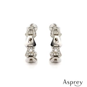 Asprey 18k White Gold Signature Design Pave Set Diamond Earrings