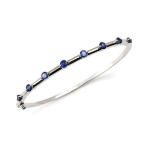 18k White Gold Blue Sapphire Bangle 1.30ct Total