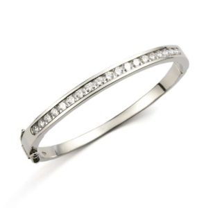 Platinum Round Brilliant Cut Diamond Hinged Bangle 2.46ct
