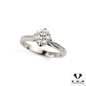 18k White Gold Round Brilliant Cut Diamond Ring 1.14ct  H/VVS2