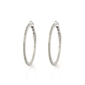 18k White Gold Round Brilliant Cut Diamond Hoop Earrings 0.49ct