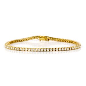 18k Yellow Gold Round Brilliant Cut Diamond Line Bracelet 2.40ct Total