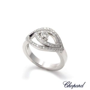 Chopard 18k White Gold Motif Diamond Ring Size 52