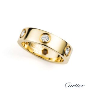 Cartier 18k Yellow Gold Full Diamond Love Ring Size 54 B4025900