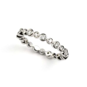 18k White Gold Round Brilliant Cut Rubover Set Full Eternity Ring 0.60ct Total