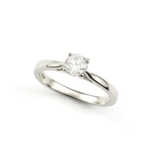 Platinum Round Brilliant Cut Diamond Ring 0.50ct Total