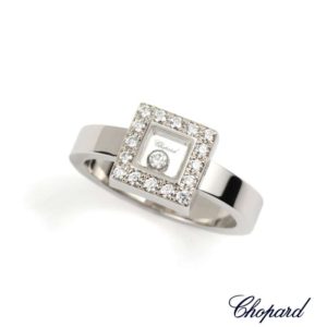 18k White Gold Chopard Happy Diamonds Ring 822896-1118