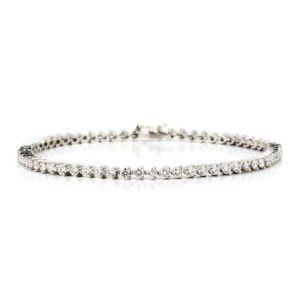 18k White Gold Round Brilliant Cut Diamond Line Bracelet 2.72ct
