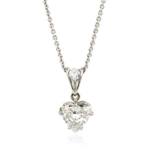 18k White Gold Heart Cut Diamond Pendant 2.25ct H/VS2