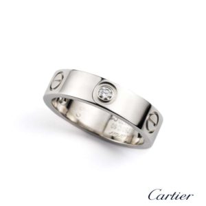 Cartier 18k White Gold Diamond Love Ring Size 60 B4032560 B&P