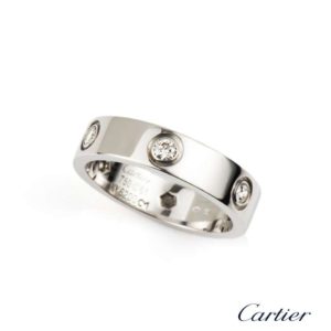 Cartier 18k White Gold Full Diamond Love Ring Size 61 B4026000
