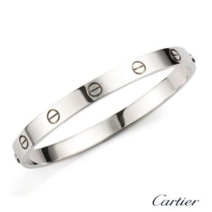 Cartier 18k White Gold Love Bangle Bracelet Size 17.