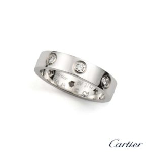 18k White Gold Cartier Full Diamond Set Love Wedding Band Size 48. B4050600