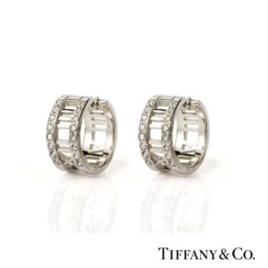 Tiffany 18k White Gold Atlas Hoop Earrings