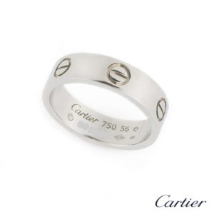 Cartier 18k White Gold Love Ring Size 56 B4022656 B&P