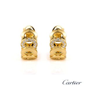 Cartier 18k Yellow Gold Diamond Hoop Earrings