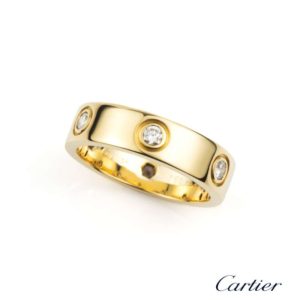 Cartier 18k Yellow Gold Full Diamond Love Ring Reference B4025955 Size 55