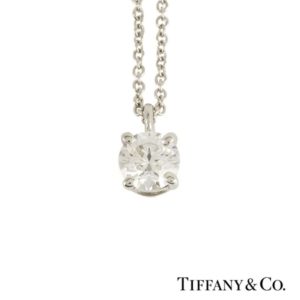 Tiffany & Co. Round Brilliant Cut Diamond Pendant in Platinum 0.46ct H/VS1 B&P