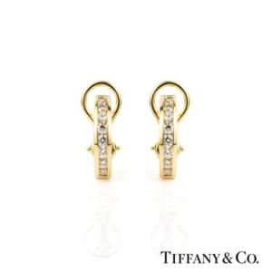 Tiffany & Co. 18k Yellow Gold Diamond Hoop Earrings 0.64ct G/VS