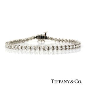 Platinum Tiffany & Co Round Brilliant and Marquise Cut Victoria Diamond Line Bracelet 3.26cts