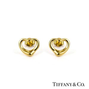 18k Yellow Gold Tiffany & Co Open Heart Earrings by Elsa Peretti
