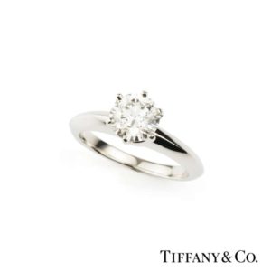 Tiffany & Co. Round Brilliant Cut Diamond Ring in Platinum 1.02cts H/VS1