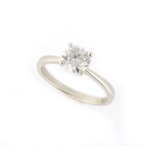 18k White Gold Round Brilliant Cut Diamond Ring 1.09ct F/VVS2