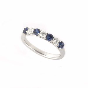 18k White Gold Sapphire and Diamond Half Eternity Ring