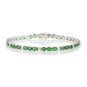 18k White Gold Emerald and Diamond Bracelet