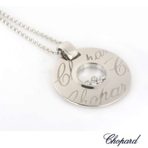 Chopard 18k White Gold Happy Diamonds Pendant B&P