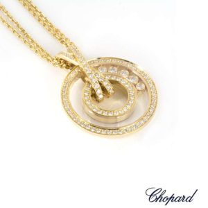 Chopard 18k Yellow Gold Happy Diamonds Pendant B&P
