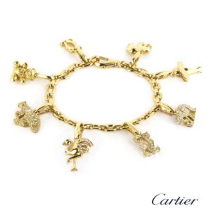 Cartier 18k Yellow Gold Diamond Charm Bracelet