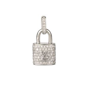 Louis Vuitton 18k White Gold Diamond Padlock Pendant