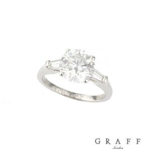 Graff Round Brilliant Cut Diamond Ring in Platinum 2.08ct F/IF